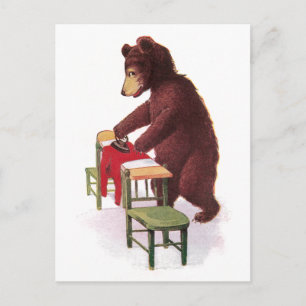 Teddy Bear Irons Clothes Postcard