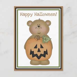 Teddy Bear Jack O'Lantern Postcard