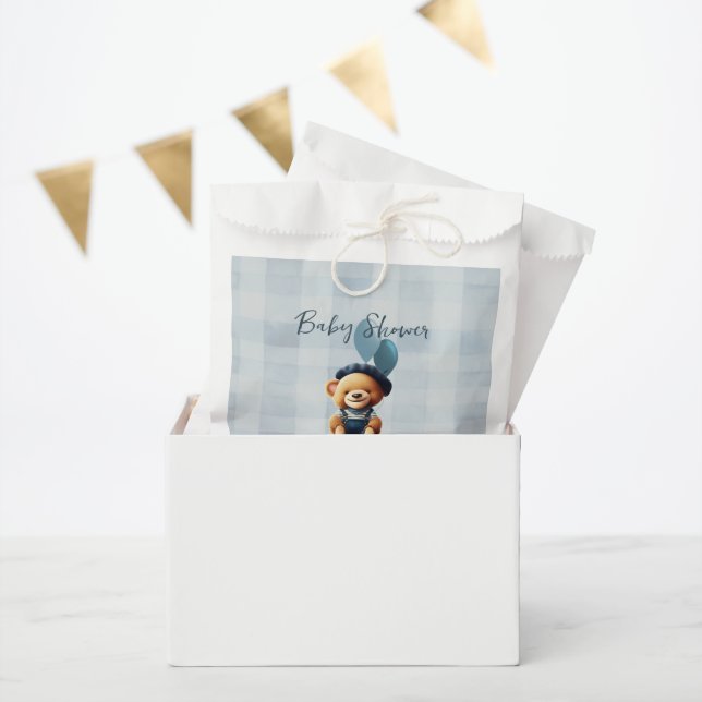 Teddy Bear Jean Baby Shower Blue Favour Bag (Party)