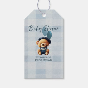 Teddy Bear Jean Baby Shower Blue Gift Tags