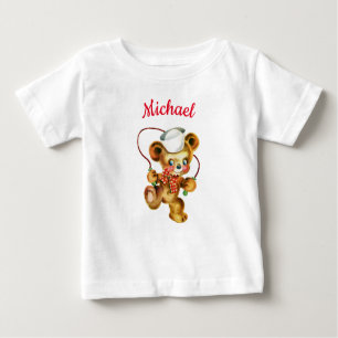 Teddy Bear jumping Rope personalised name Baby T-Shirt