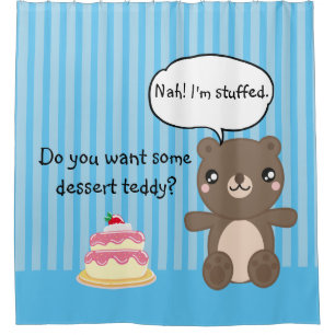 Teddy bear kawaii cartoon funny kids joke  shower curtain
