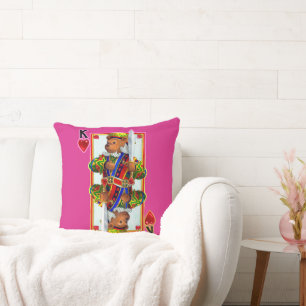 Teddy Bear King of Hearts Cushion