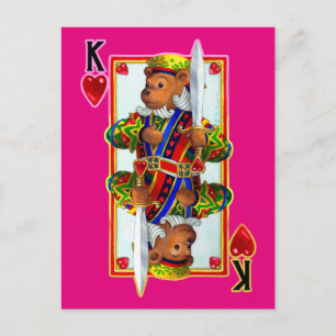 Teddy Bear King of Hearts Postcard