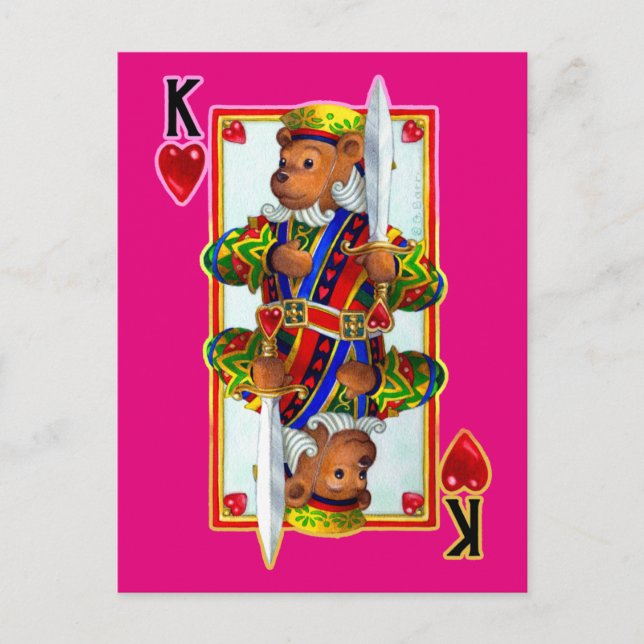 Teddy Bear King of Hearts Postcard (Front)