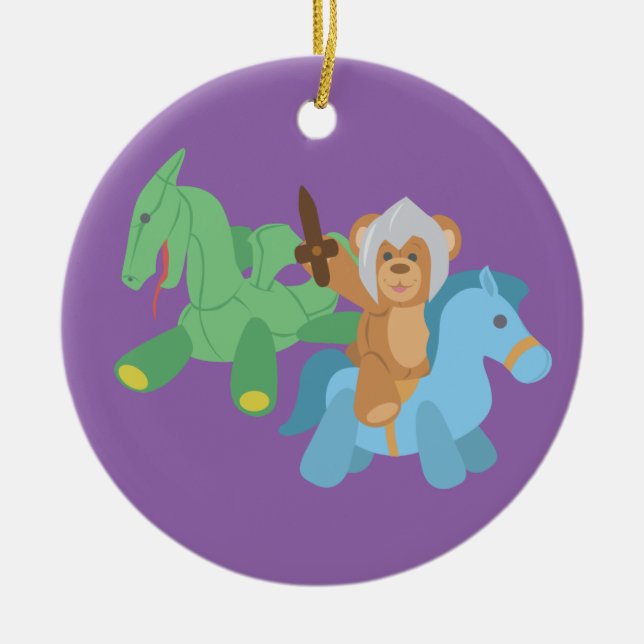 Teddy Bear Knight Ceramic Tree Decoration (Front)
