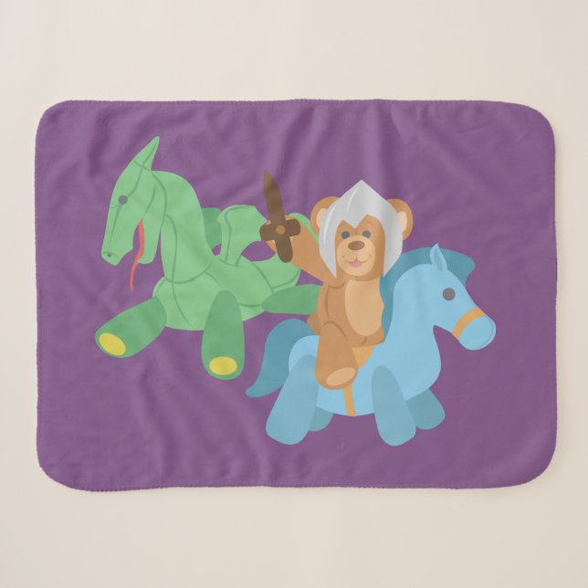 Teddy Bear Knight Sherpa Blanket (Front (Horizontal))