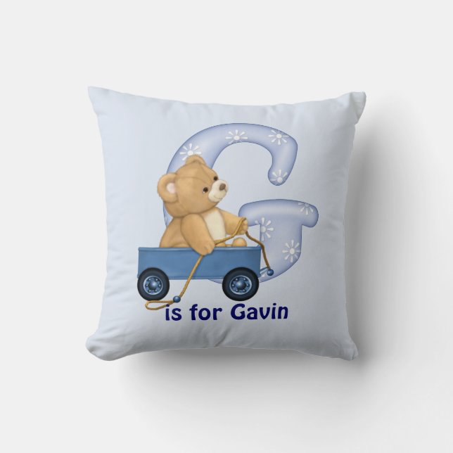 Teddy Bear Letter G Monogram Pillow (Front)