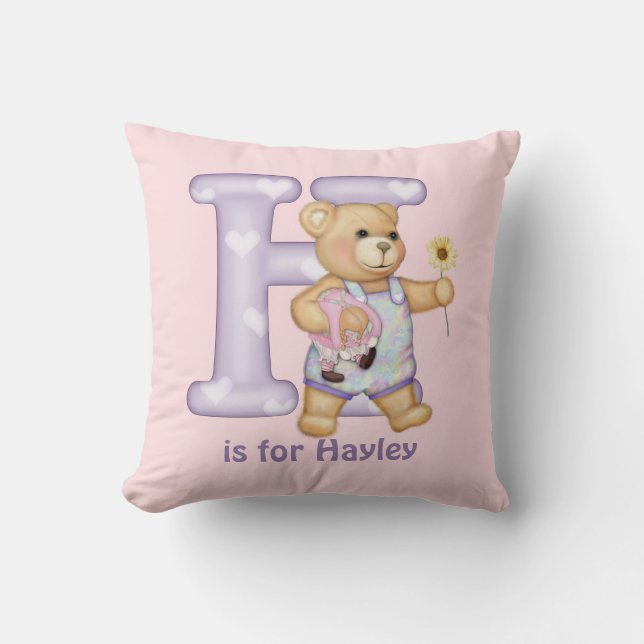 Teddy Bear Letter H Monogram Pillow (Front)