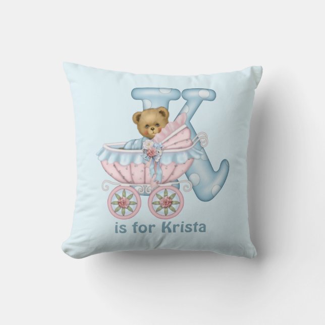 Teddy Bear Letter K Monogram Pillow (Front)