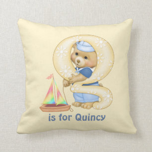 Teddy Bear Letter Q Monogram Pillow