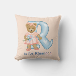 Teddy Bear Letter R Monogram Pillow