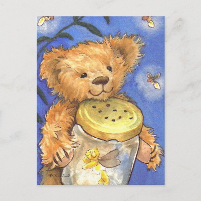 Teddy Bear lightening bug fireflies cute Postcard (Front)