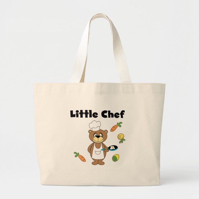 Teddy Bear Little Chef Large Tote Bag (Front)