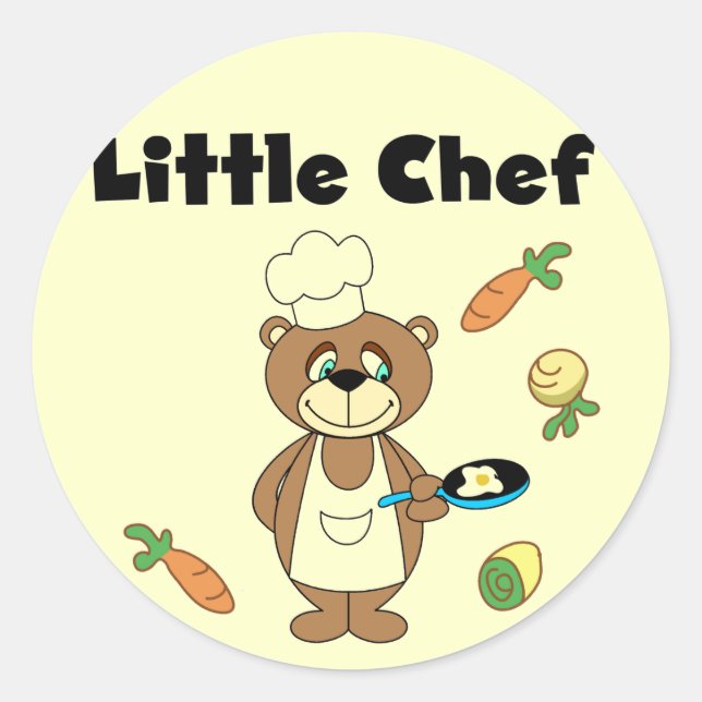 Teddy Bear Little Chef Tshirts and Gifts Classic Round Sticker (Front)
