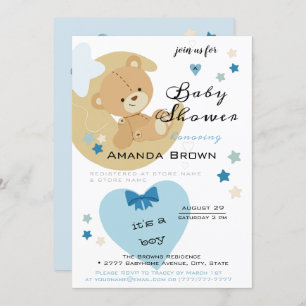 Teddy Bear Love Baby Boy Shower Invitation