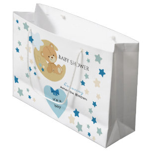 Teddy Bear Love Baby Boy Shower   Large Gift Bag