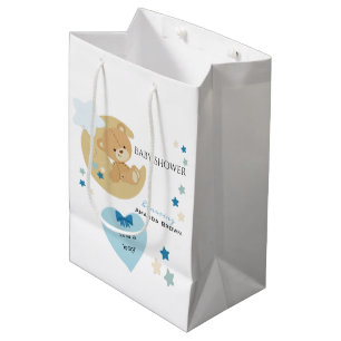 Teddy Bear Love Baby Boy Shower   Medium Gift Bag