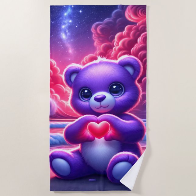Teddy Bear Love Beach Towel (Front)