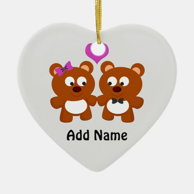 Teddy Bear Love Ceramic Ornament (Front)