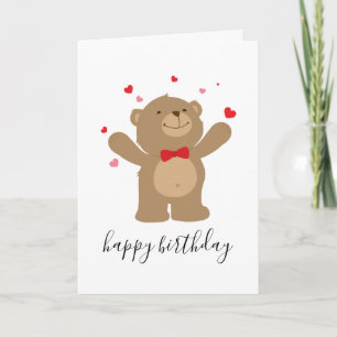Teddy Bear Love Cute Personalized Birthday Baby Card