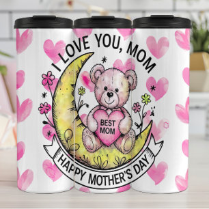 Teddy Bear: Love, Hearts, Best Mum Thermal Tumbler