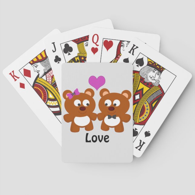 Teddy Bear Love Playing Cards (Back)