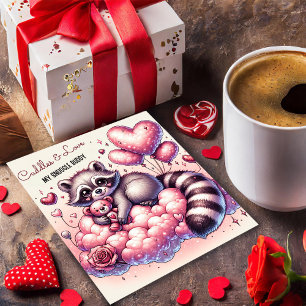 Teddy Bear Love Raccoon Valentines Card
