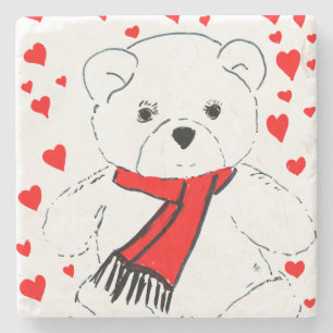 teddy bear love stone coaster