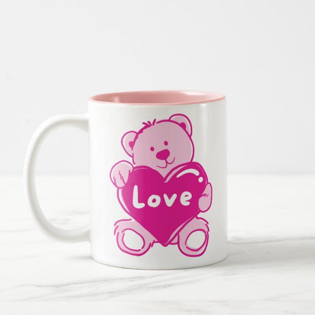 Teddy Bear Love  Two-Tone Coffee Mug (Left)
