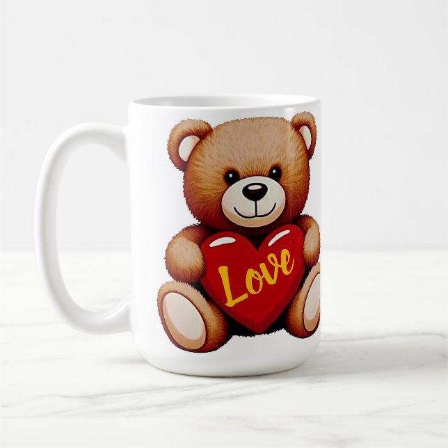 Teddy Bear "Love" Valentine’s Ceramic Mug (Left)