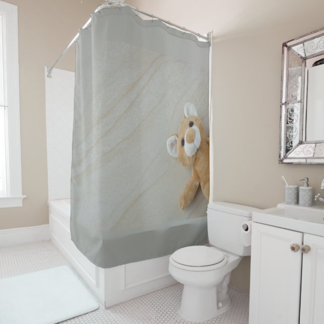 Teddy Bear Marble Shower Curtain (In Situ)