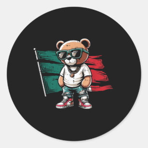 Teddy Bear Mexico Flag Mexican Pride Boys Kids Men Classic Round Sticker