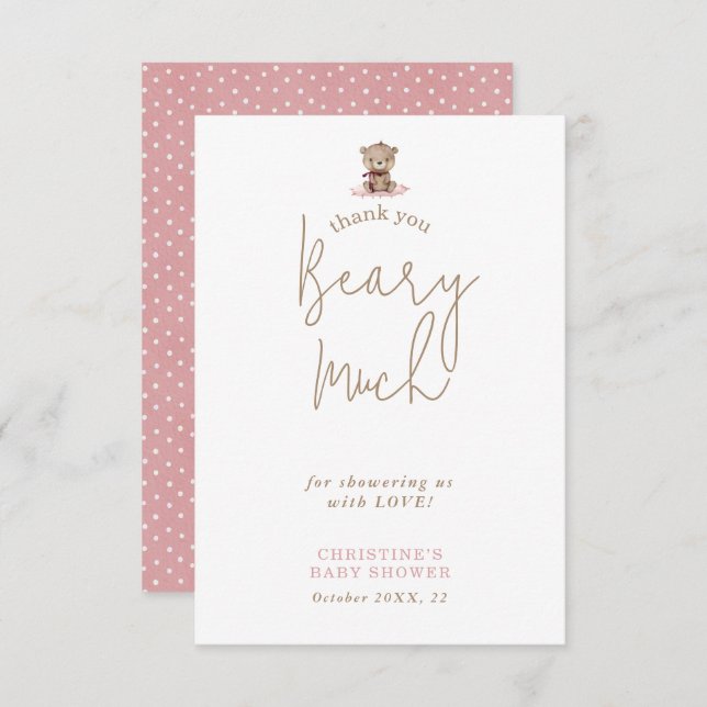 Teddy Bear Minimalist Baby Shower Thank You Card (Front/Back)