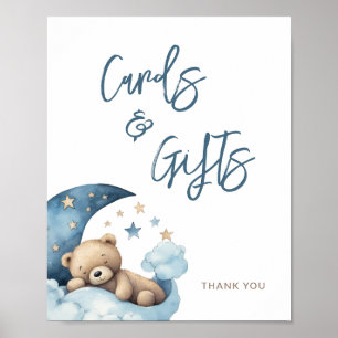 Teddy Bear Moon Baby Shower Cards & Gifts Poster