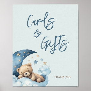 Teddy Bear Moon Baby Shower Cards & Gifts Poster