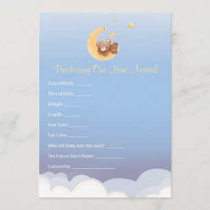 Teddy Bear Moon Baby Shower Prediction Card