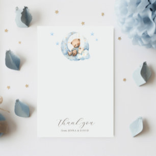 Teddy Bear Moon Baby Shower Thank You Card