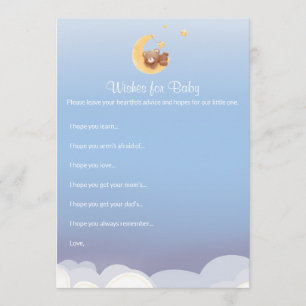 Teddy Bear Moon Baby Shower Wishes For Baby Card