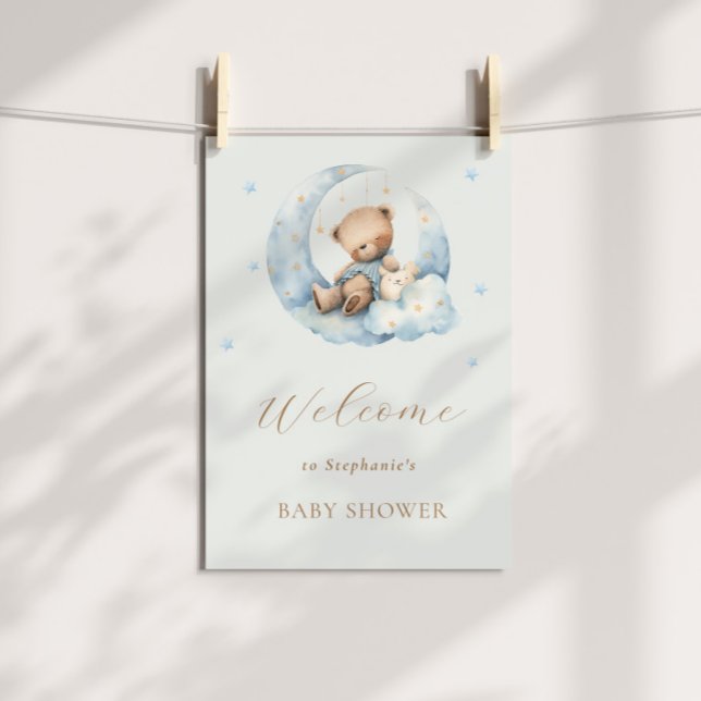 Teddy Bear Moon Over the Moon Baby Shower Poster (Creator Uploaded)