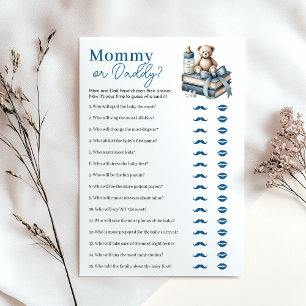 Teddy Bear Mummy or Daddy Baby Shower Game Card
