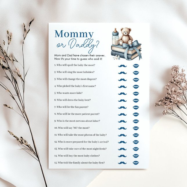 Teddy Bear Mummy or Daddy Baby Shower Game Card (Creator Uploaded)