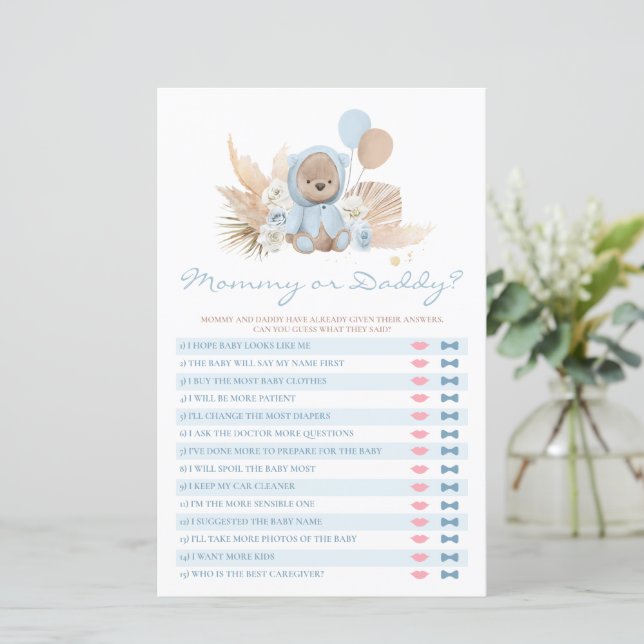 Teddy Bear Mummy Or Daddy Guess Who Said It Game (Standing Front)