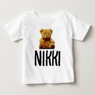 TEDDY BEAR & NAME GIRLS TODDLER T-SHIRTS