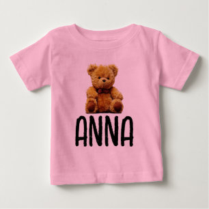 TEDDY BEAR & NAME GIRLS TODDLERS T-SHIRTS