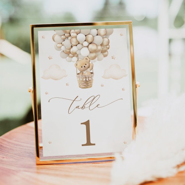 Teddy Bear Neutral  Baby Shower Table Number (Creator Uploaded)