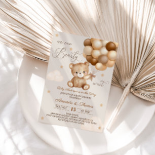 Teddy Bear Neutral Balloons Baby Shower Invitation