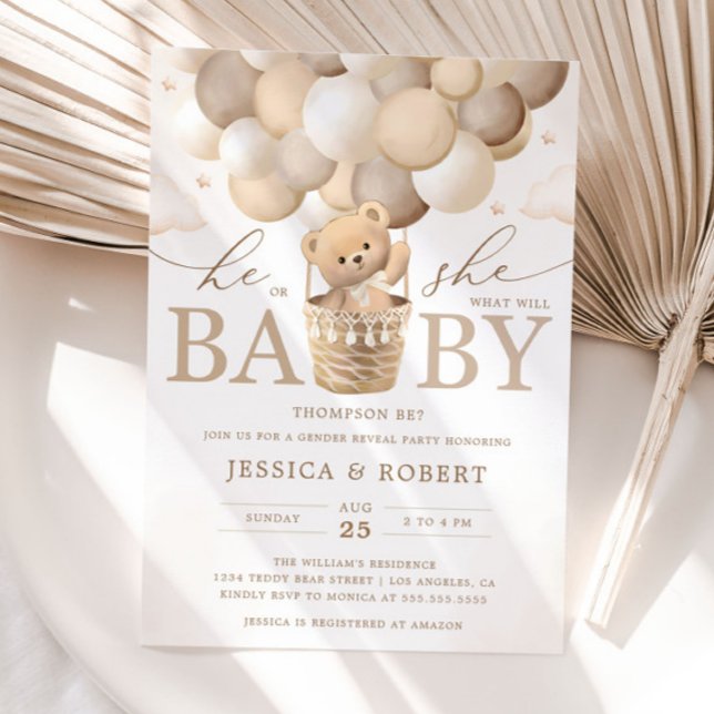 Teddy Bear Neutral Gender Reveal  Invitation (Creator Uploaded)