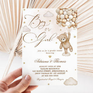 Teddy Bear Neutral Gender Reveal  Invitation