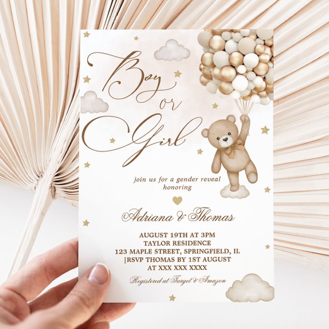 Teddy Bear Neutral Gender Reveal  Invitation (Creator Uploaded)